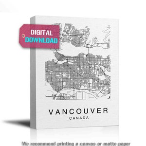 Vancouver Map Print Vancouver City Map Art Printable Map | Etsy