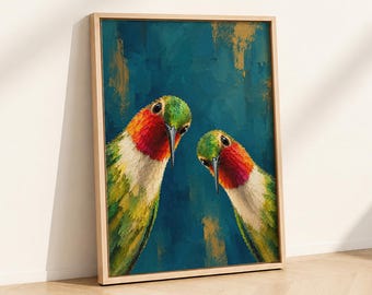 Mexican Hummingbird Unframed Print, Blue Wall Art, Minimal Desert Bird Decor, Southwestern Bathroom Poster
