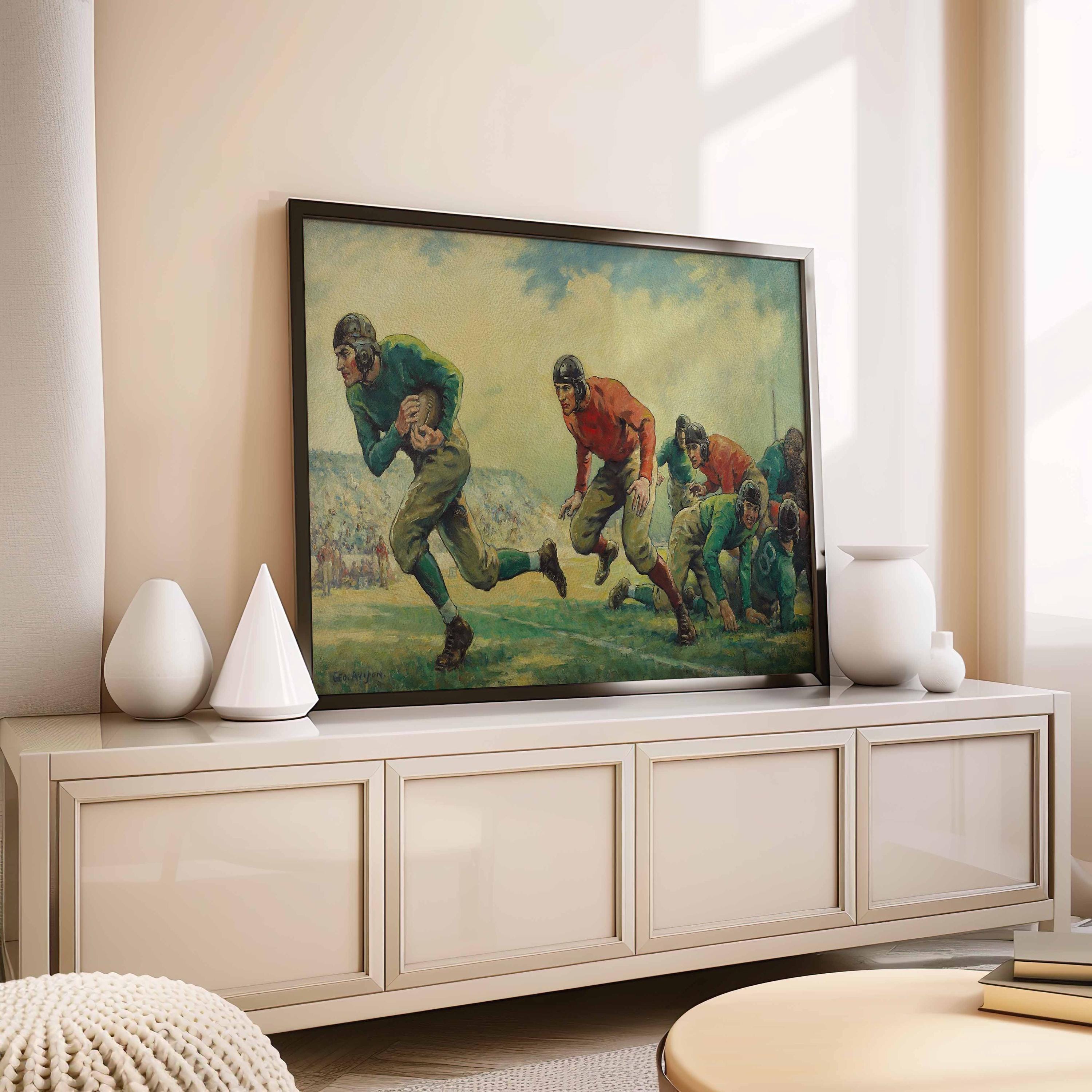 Vintage Football Art Print: Sports Poster for Office, Dorm, Gym - Etsy