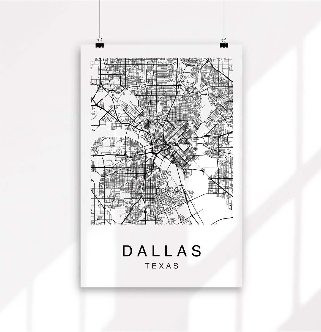 Dallas Map Print, Dallas Map Printable Art, Wall Art, Dallas City Map ...