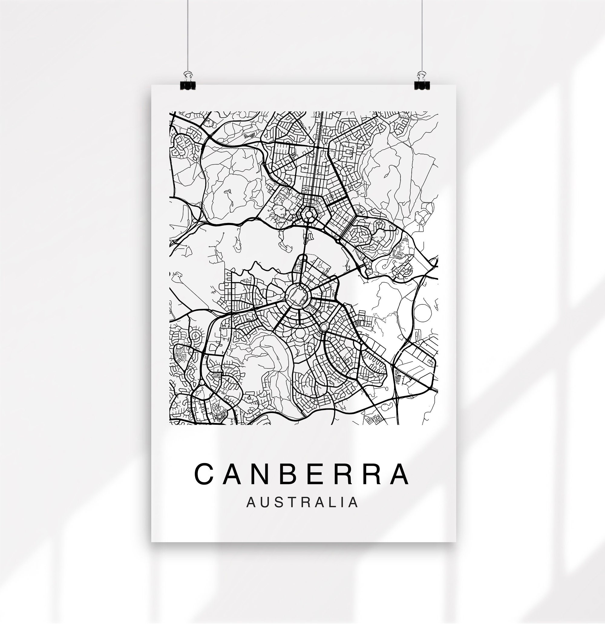 Canberra Map Print Canberra Printable Map Wall Art City Map | Etsy