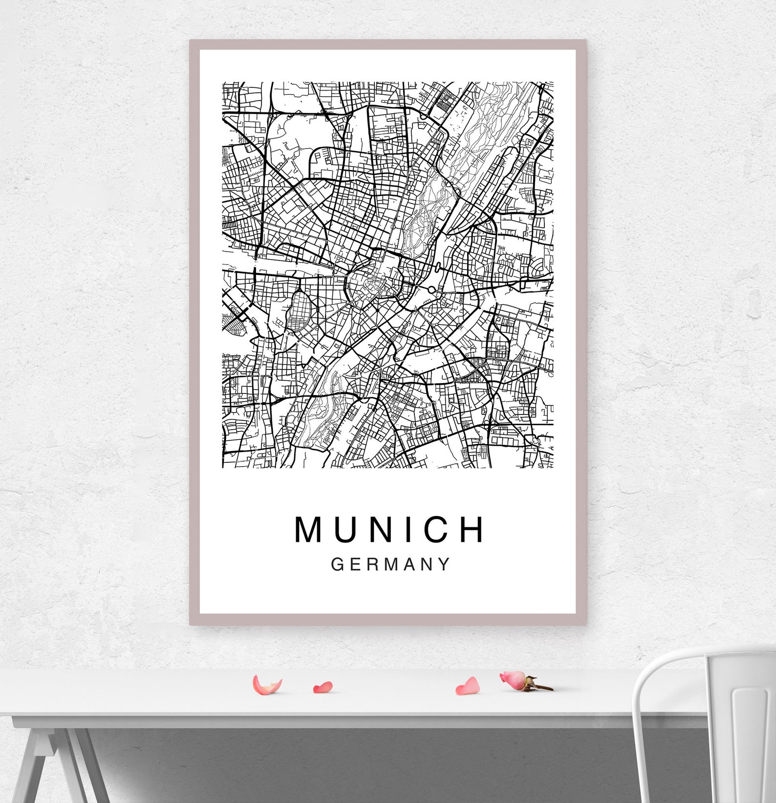 Munich Map Print Munich Map Poster Wall Art City Map Art | Etsy