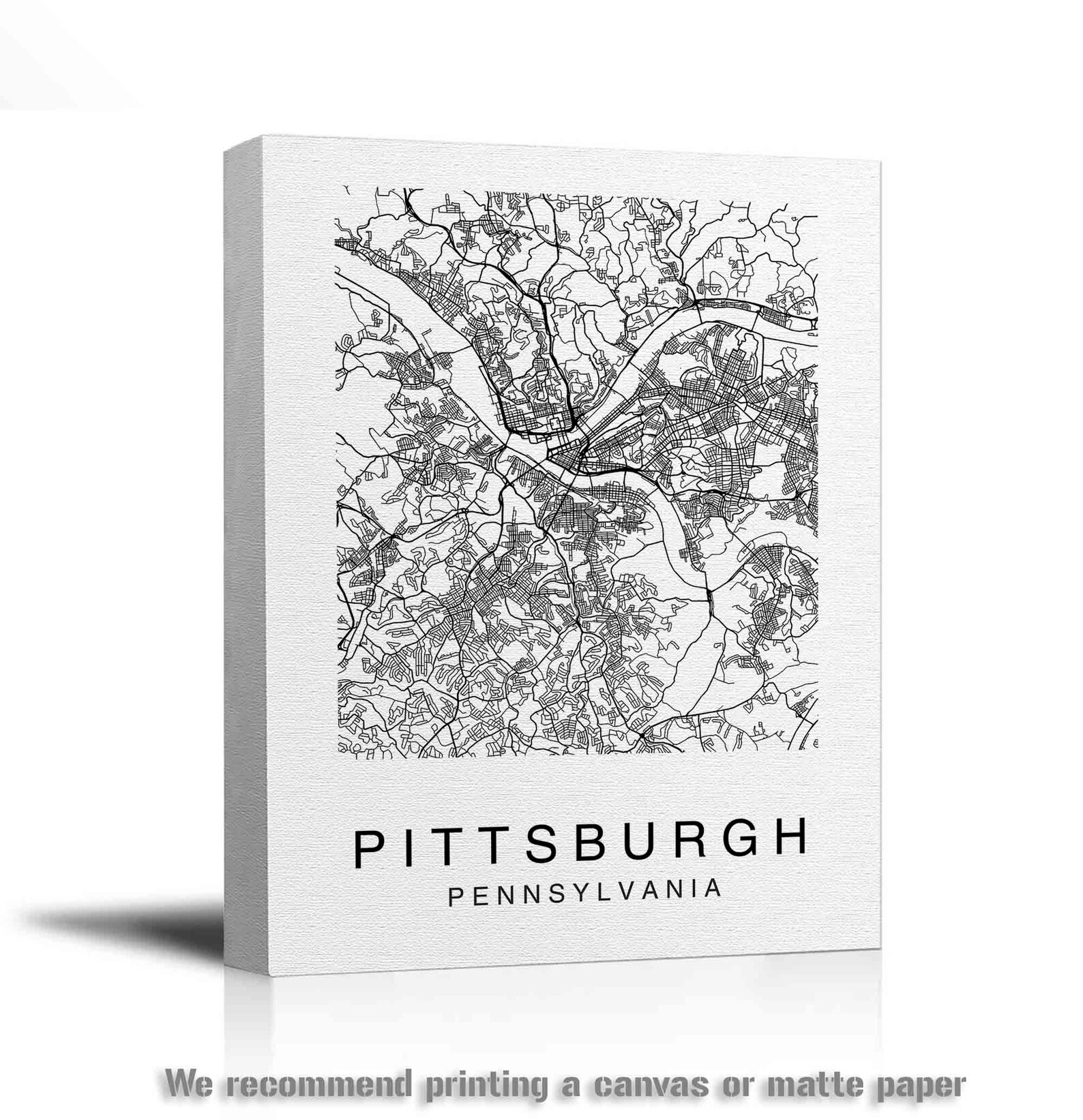 Pittsburgh Map Print Pittsburgh Printable Map Art Wall Art Etsy