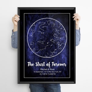 Mapa de estrellas personalizado, impresión de cielo nocturno, mapa de estrellas, mapa de constelación, cielo nocturno, regalo de boda, regalo de aniversario, mapa del cielo nocturno
