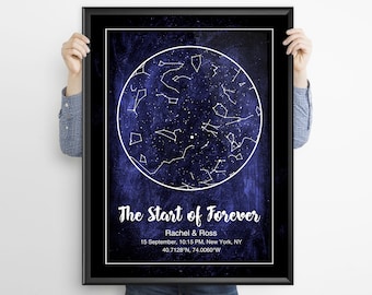 Custom Star Map, Night Sky Print, Star Map, Constellation Map, Night Sky, Wedding Gift, Anniversary Gift, Night Sky Map