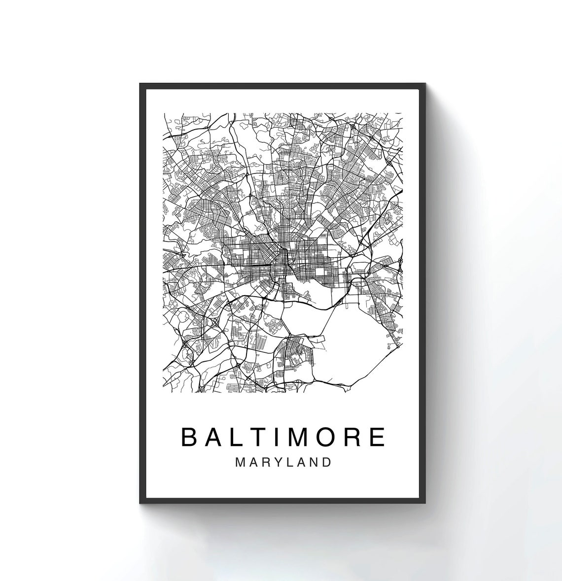 Baltimore Map Print Baltimore Map Poster Wall Art City Map | Etsy