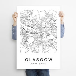 Glasgow Map Print, Glasgow Map, Glasgow City Map, Map Print, Glasgow Map Poster, Digital Download, City Map Print, Scotland Map Art Prints
