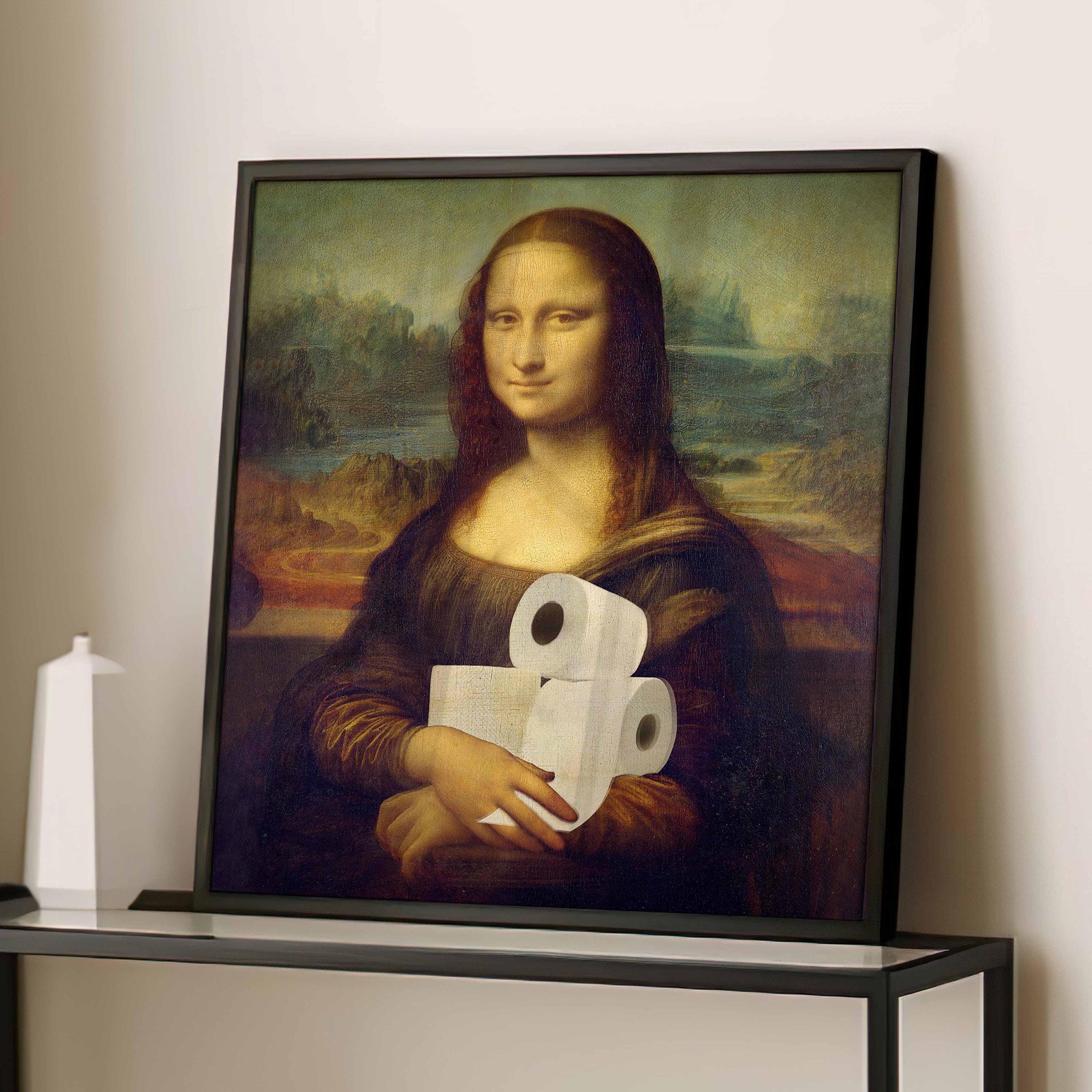 Funny Mona Lisa Bathroom Art Print, Toilet Paper Parody, Renaissance ...