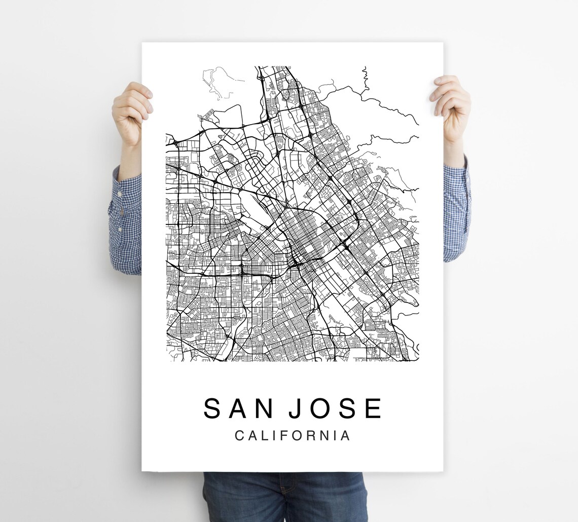 San Jose Map Print San Jose Map Poster Wall Art City Map | Etsy