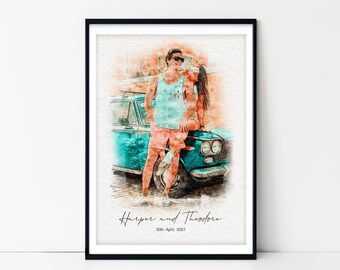 Personalisiertes Hochzeitsportrait vom Foto, Hochzeitsgeschenk