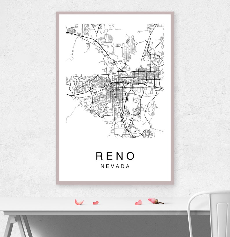 Reno Map Reno City Map Map Poster Map Print Reno Map | Etsy