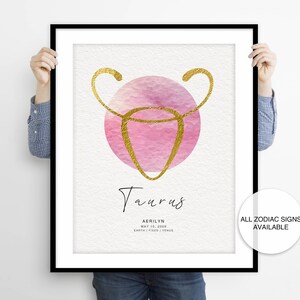 Stampa dell'oroscopo, stampa personalizzata del segno zodiacale, stampa personalizzata dello zodiaco, stampa astrologica, stampa murale dello zodiaco, stampa murale del segno zodiacale