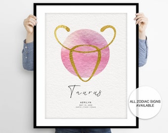 Personalized Zodiac Sign Print: Custom Astrology Wall Art