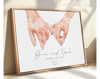 Personalisiertes Aquarell Paar Hände Druck: Valentinstag Kunst