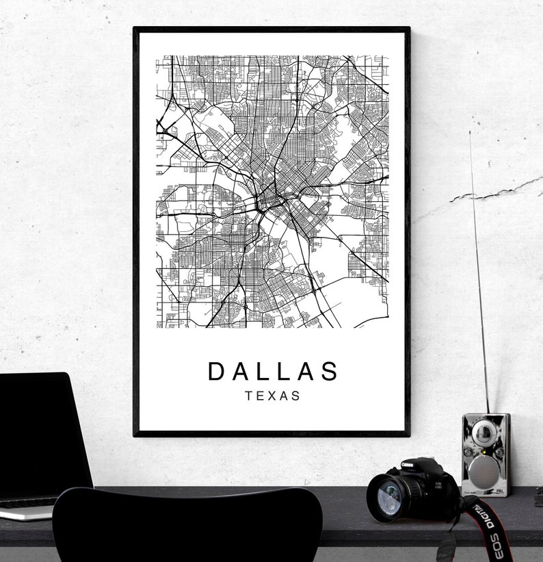 Dallas Map Print Dallas Map Printable Art Wall Art Dallas | Etsy