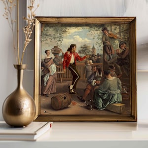 Dipinti quadrati stampabili che si trasformano in capolavori della cultura pop, divertenti dipinti storici d'arte alterati, famose illustrazioni di moda