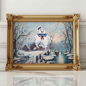 Funny Ghost Print: Upcycled Thrift Store Art, Victorian Landscape
