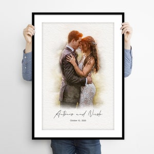 Custom Wedding Portrait, Custom Wedding Watercolor, Personalised Wedding Gift, Watercolor Painting From Photo, Custom Wedding Art Print Gift