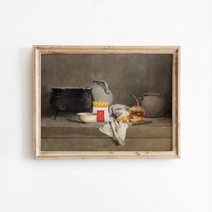 Funny Pop Culture Still Life Art: Altered Vintage Kitchen Painting