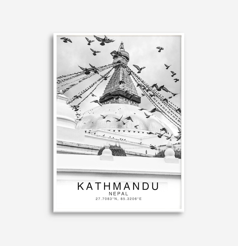 Katmandou, Katmandou Print Noir et Blanc, Nepal Wall Art, Nepal Poster, Nepal Photo, Nepal Wall Decor, Katmandou Poster, Nepāl, Asia Print image 4