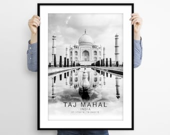 Taj Mahal Travel Poster, Taj Mahal Art Print, Taj Mahal Travel Print, Taj Mahal India, Inde Wall Art Decor