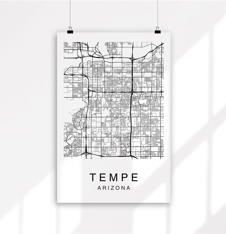 Tempe Map Minimalist Map Tempe Map Print Tempe Poster Etsy Australia