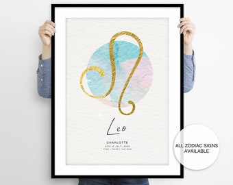 Personalized Zodiac Sign Print: Custom Astrology Wall Art