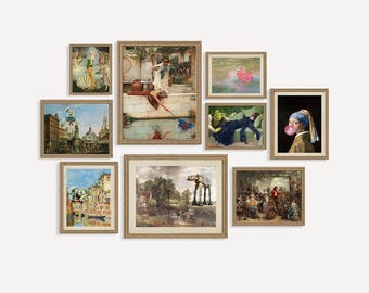 Maximalist Wall Art Prints Bundle, Trendy Eclectic Gallery Home Decor, Altered Artwork, Set 9
