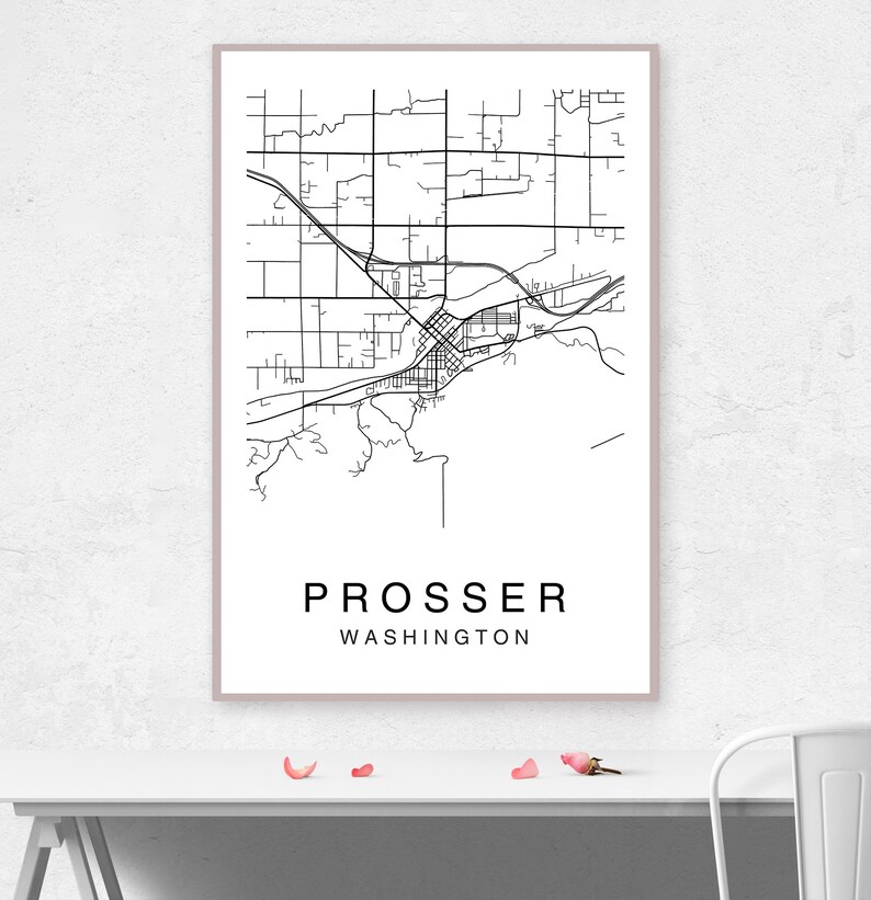 Prosser Map Prosser City Map Map Poster Map Print Prosser Etsy