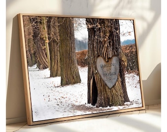 Gepersonaliseerde boom liefde muurkunst, aangepaste paarnamen, jubileum bruiloft aandenken, romantische cadeau-afdruk