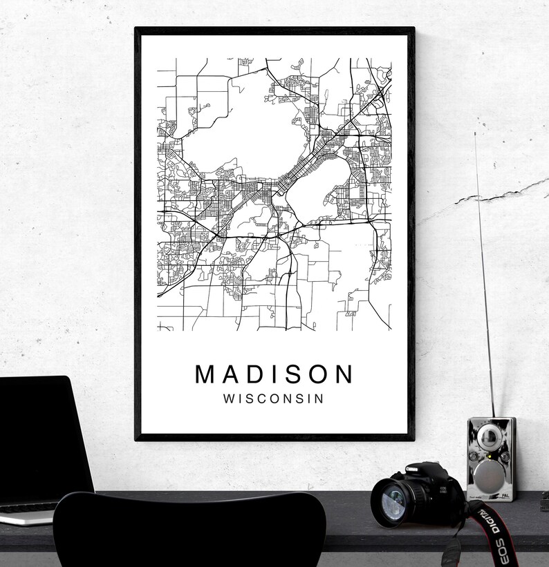 City of Madison Map Print Madison Map Poster Wall Art City | Etsy