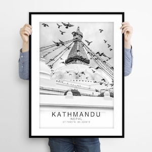 Katmandou, Katmandou Print Noir et Blanc, Nepal Wall Art, Nepal Poster, Nepal Photo, Nepal Wall Decor, Katmandou Poster, Nepāl, Asia Print image 1