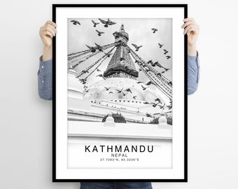 Kathmandu, Kathmandu Print Black and White, Nepal Wall Art, Nepal Poster, Nepal Photo, Nepal Wall Decor, Kathmandu Poster, Nepāl, Asia Print