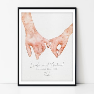 Custom Valentines Day Gift for Her, Holding Hands Wall Art, Customize With Your Own Text, Add Names & Dates, Wedding Gift Love Hands Design