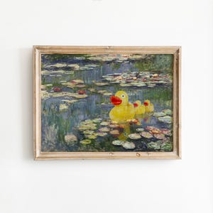 Yellow Rubber Ducks in Monet's Water Lilies - Altered Art Print