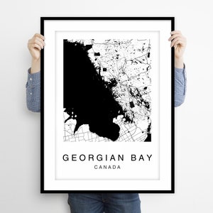 Georgian Bay kaart afdrukken, Georgian Bay kaart poster kunst aan de muur, stadsplattegrond, stadsstratenkaart kunst, wegenkaart cadeau, kaart Ontario, Canada, stadskaart wordt afgedrukt