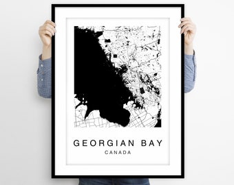 Georgian Bay Map Art Print: Modern City Street Design