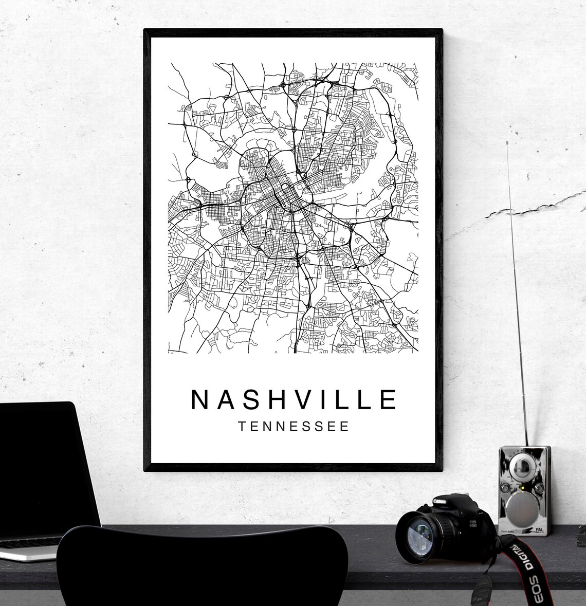Nashville Map Print Printable Map Art Digital Download Map | Etsy
