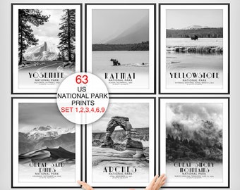 National Park Poster Print, Set of Prints, National Park Poster, National Park Wall Art Decor, Yosemite Print, Grand Canyon, Rocky Mountain