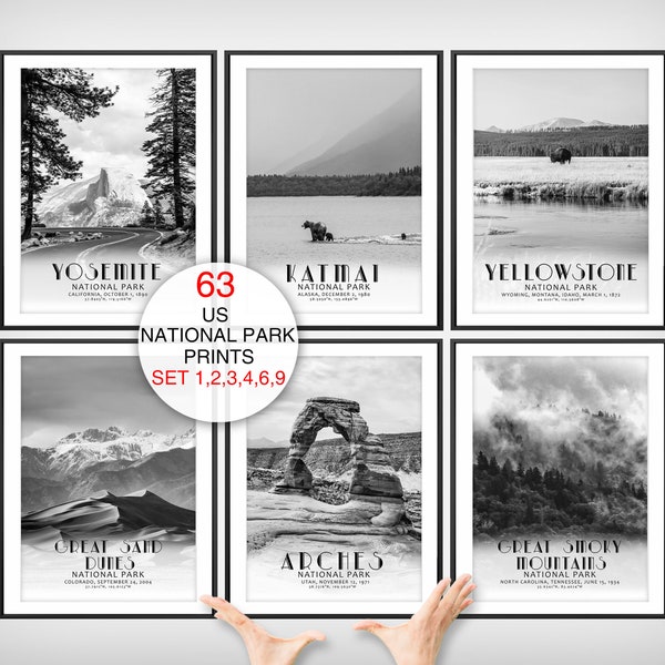 National Park Poster Print, Set of Prints, National Park Poster, National Park Wall Art Decor, Yosemite Print, Grand Canyon, Rocky Mountain