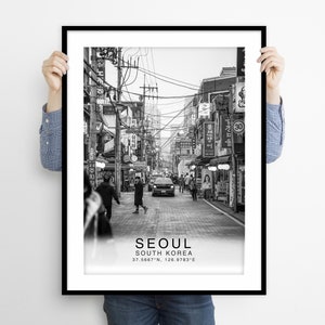 Seoul Travel Poster Print, Seoul Travel Print, Seoul Wall Decor, South Korea Home Decor, Seoul Black And White Poster, Seoul Wall Art