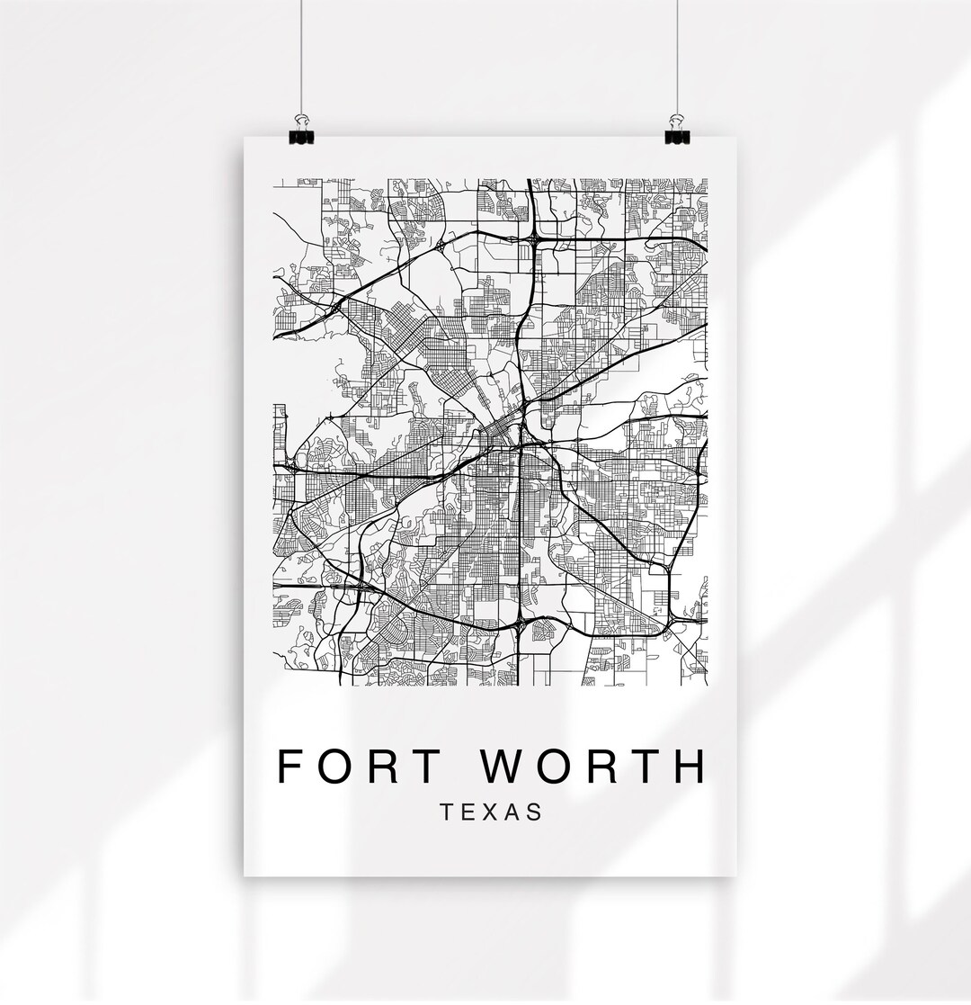 Fort Worth Map Print, Fort Worth Map, Digital Download, City Map Prints ...