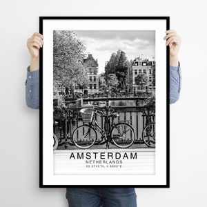Stampa della città di Amsterdam, stampa di Amsterdam, arte murale di Amsterdam, stampa di viaggio di Amsterdam, poster di Amsterdam, arte dei Paesi Bassi, decorazione murale di Amsterdam