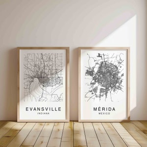 Custom City Map Print Poster Set 1,2,3,4,6,9 - Etsy
