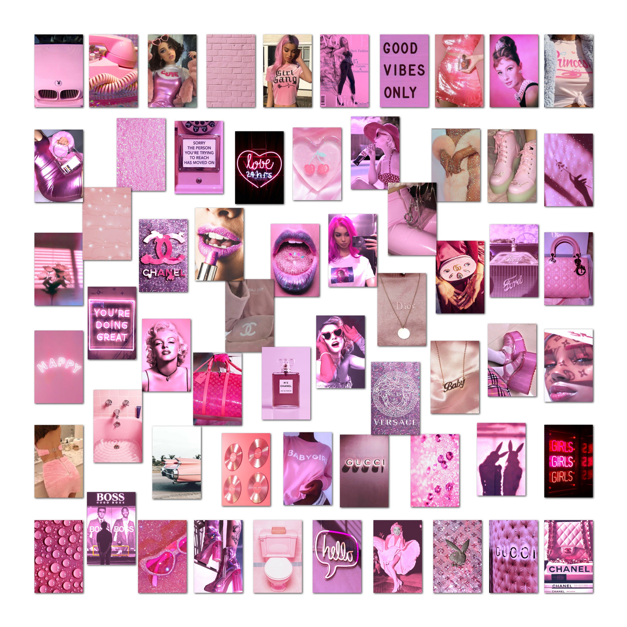 Boujee Pink Wall Collage Kit Pink Collage Kit Pink Aesthetic Etsy Images