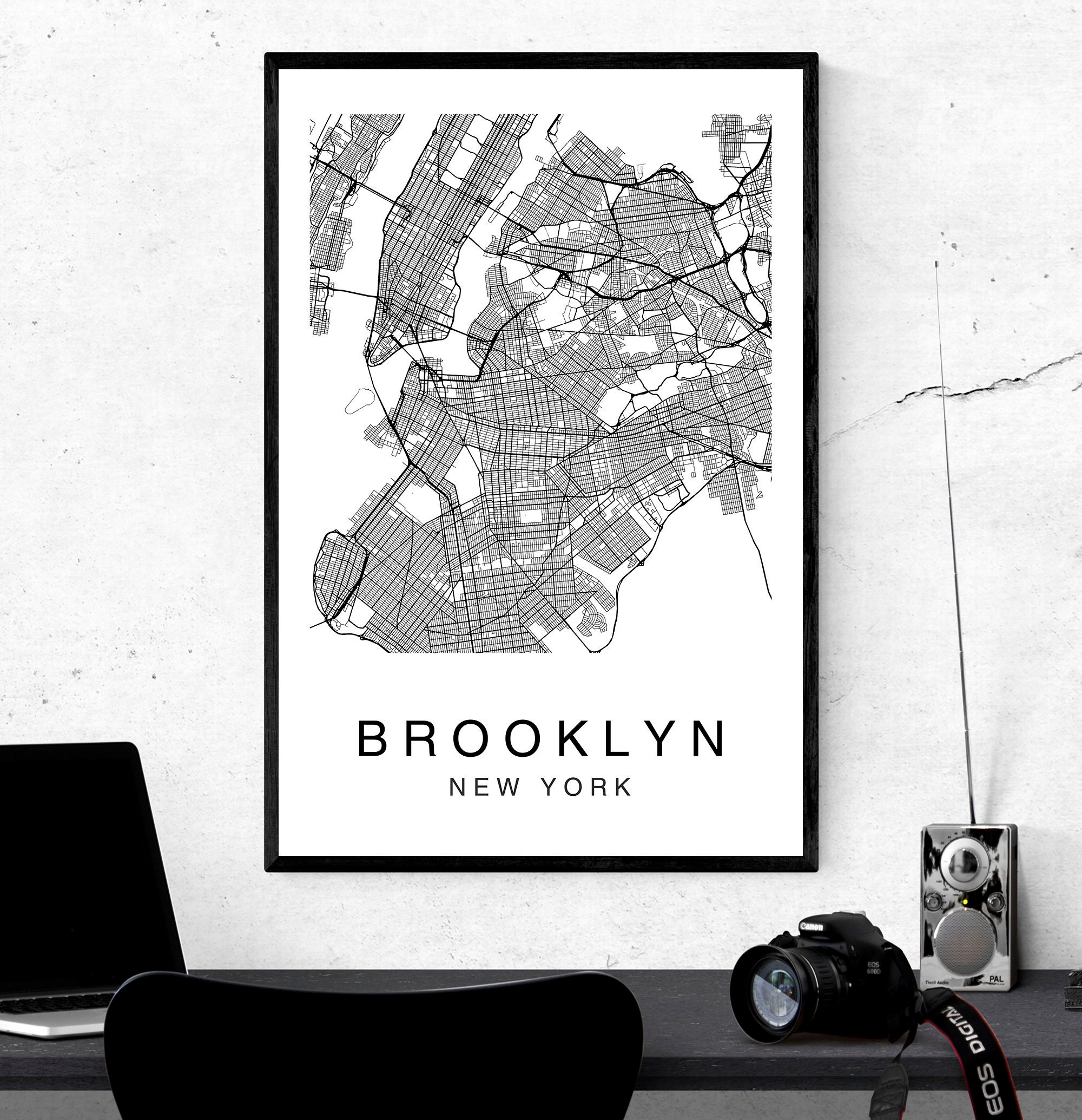 Brooklyn Map Print Brooklyn Map Poster Wall Art City Map Etsy