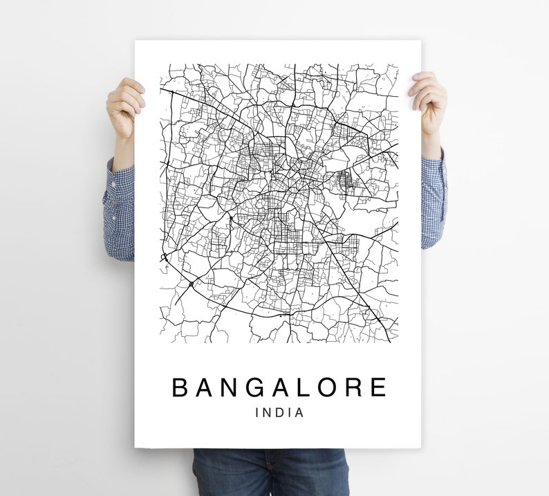 Bangalore Map Print City Map Prints Bangalore Map City | Etsy