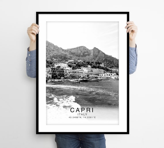 Capri Travel Poster, Italy Travel Print Poster, Capri Wall Art Decor, Capri  Black and White Coordinates, Italy Travel Art, Italy Wall Art -  Canada