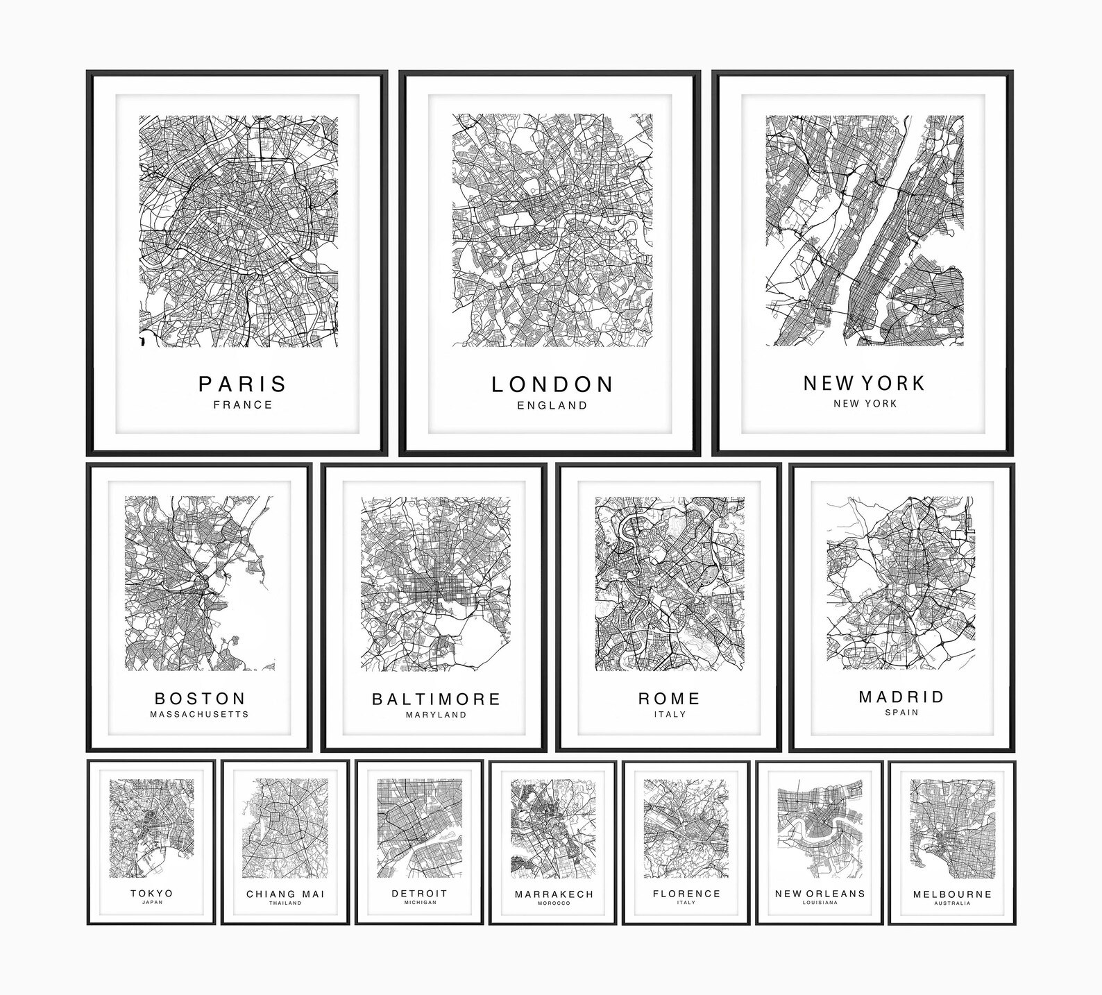 Custom City Map Print Poster Set 123469 - Etsy