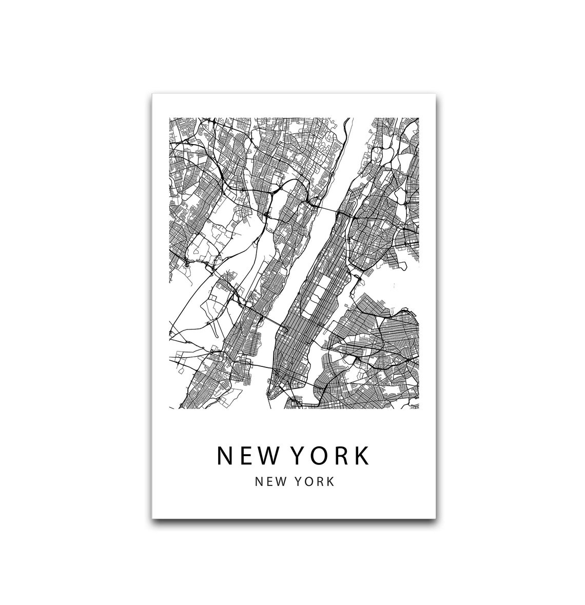 New York Map New York Print New York City Map Manhattan Map Etsy